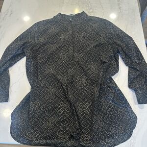 Lauren Ralph Lauren Womens Long Sleeve dressy work Popover Blouse Black Sz 2X